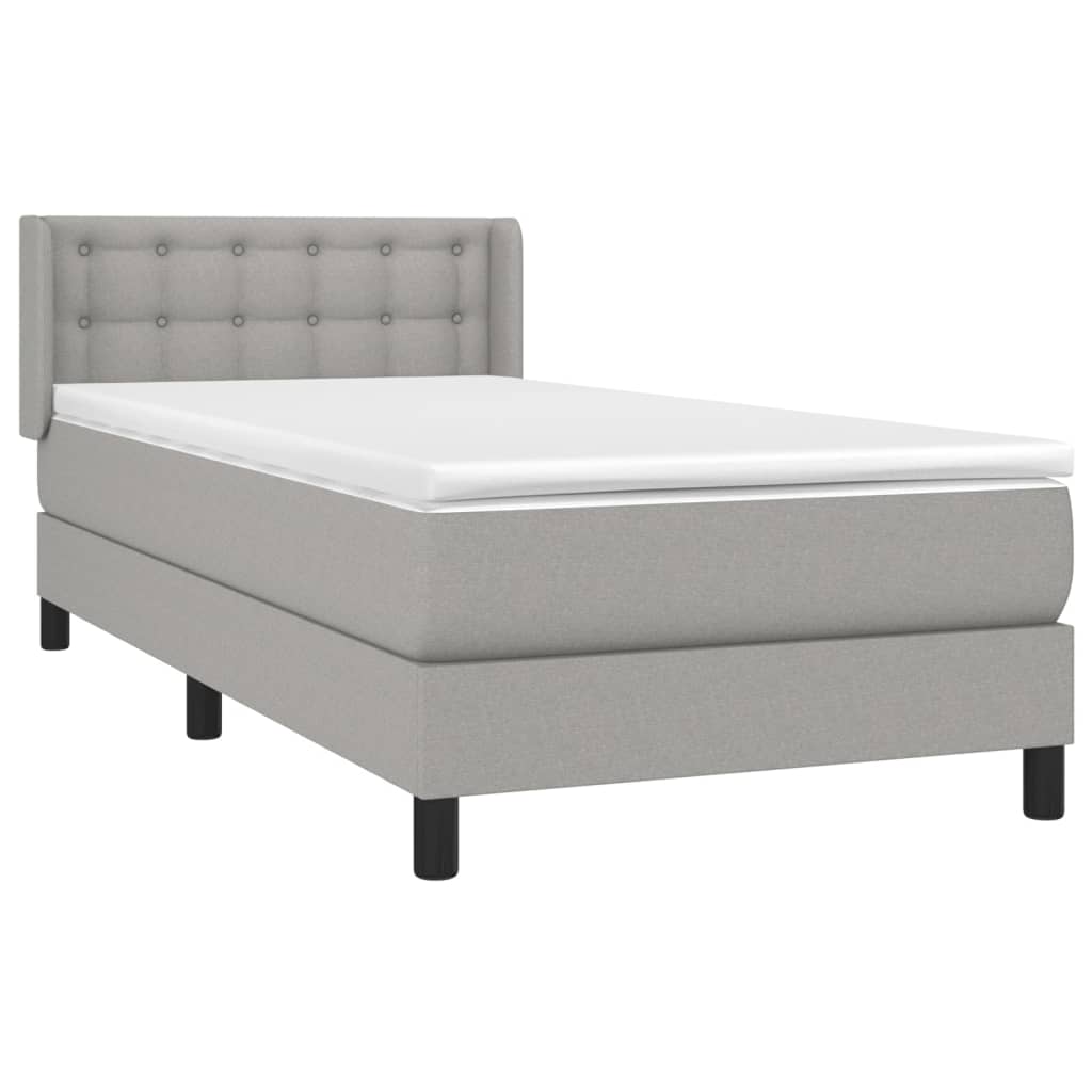 Boxspring met matras stof lichtgrijs 90x190 cm is nu te koop bij PeponiXL, paradijselijk wonen!