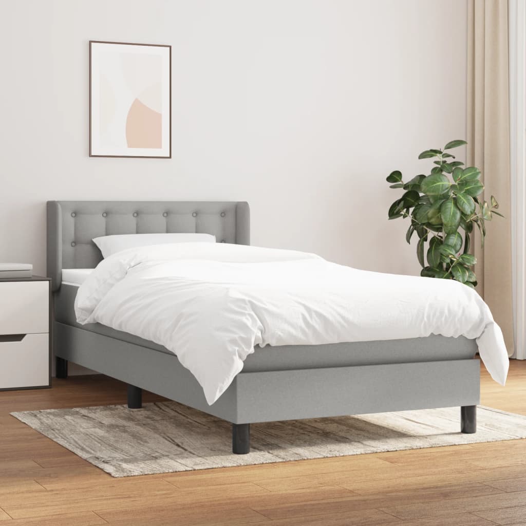 Boxspring met matras stof lichtgrijs 90x190 cm is nu te koop bij PeponiXL, paradijselijk wonen!