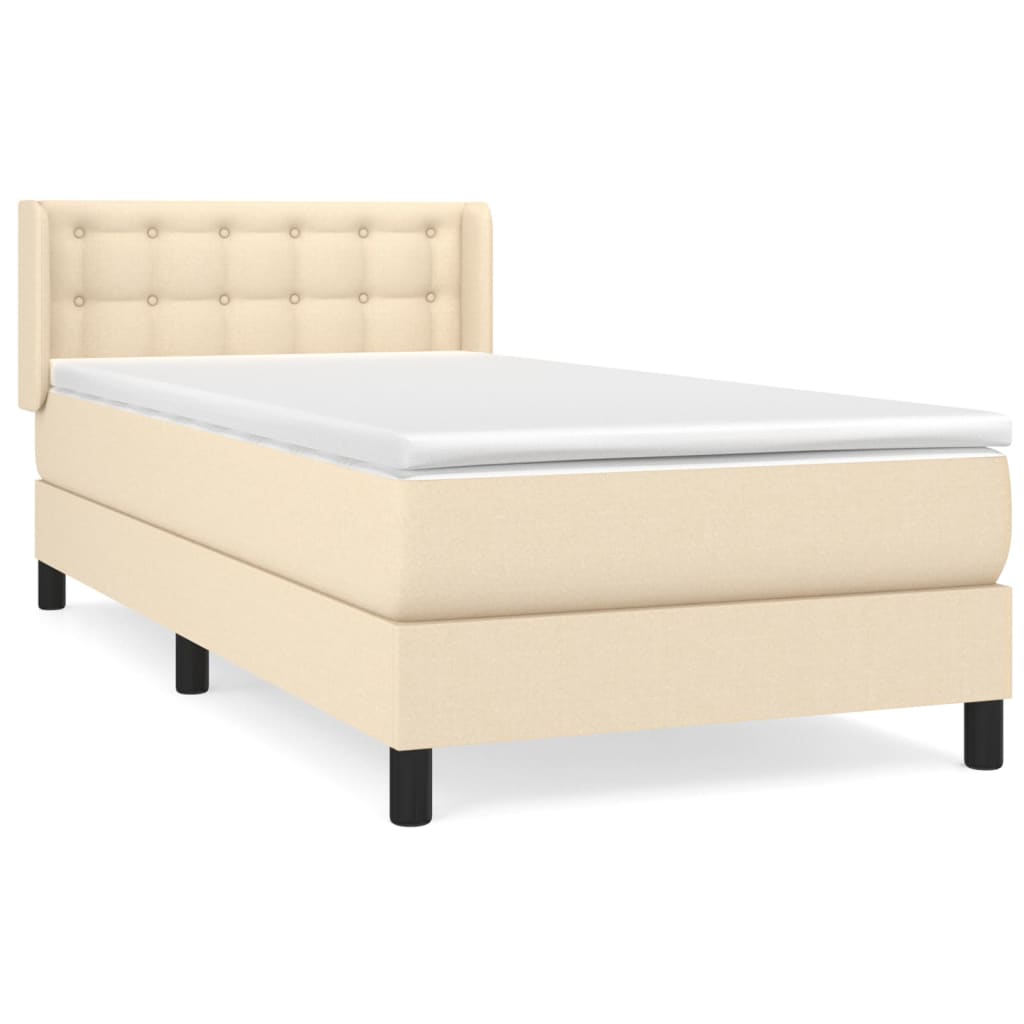 Boxspring met matras stof crèmekleurig 90x190 cm is nu te koop bij PeponiXL, paradijselijk wonen!