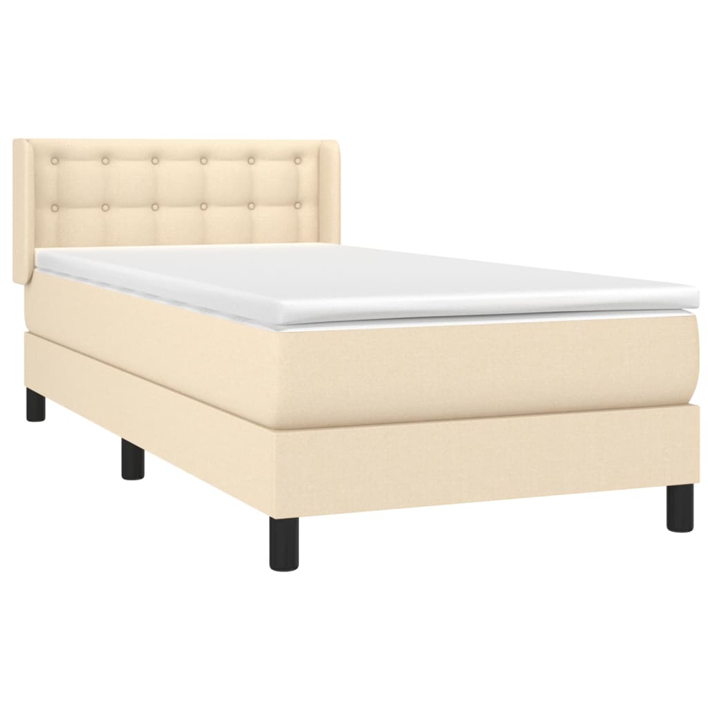 Boxspring met matras stof crèmekleurig 90x190 cm is nu te koop bij PeponiXL, paradijselijk wonen!