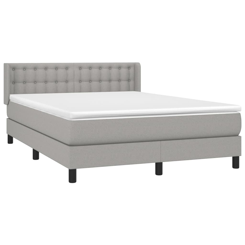 Boxspring met matras stof lichtgrijs 140x190 cm is nu te koop bij PeponiXL, paradijselijk wonen!