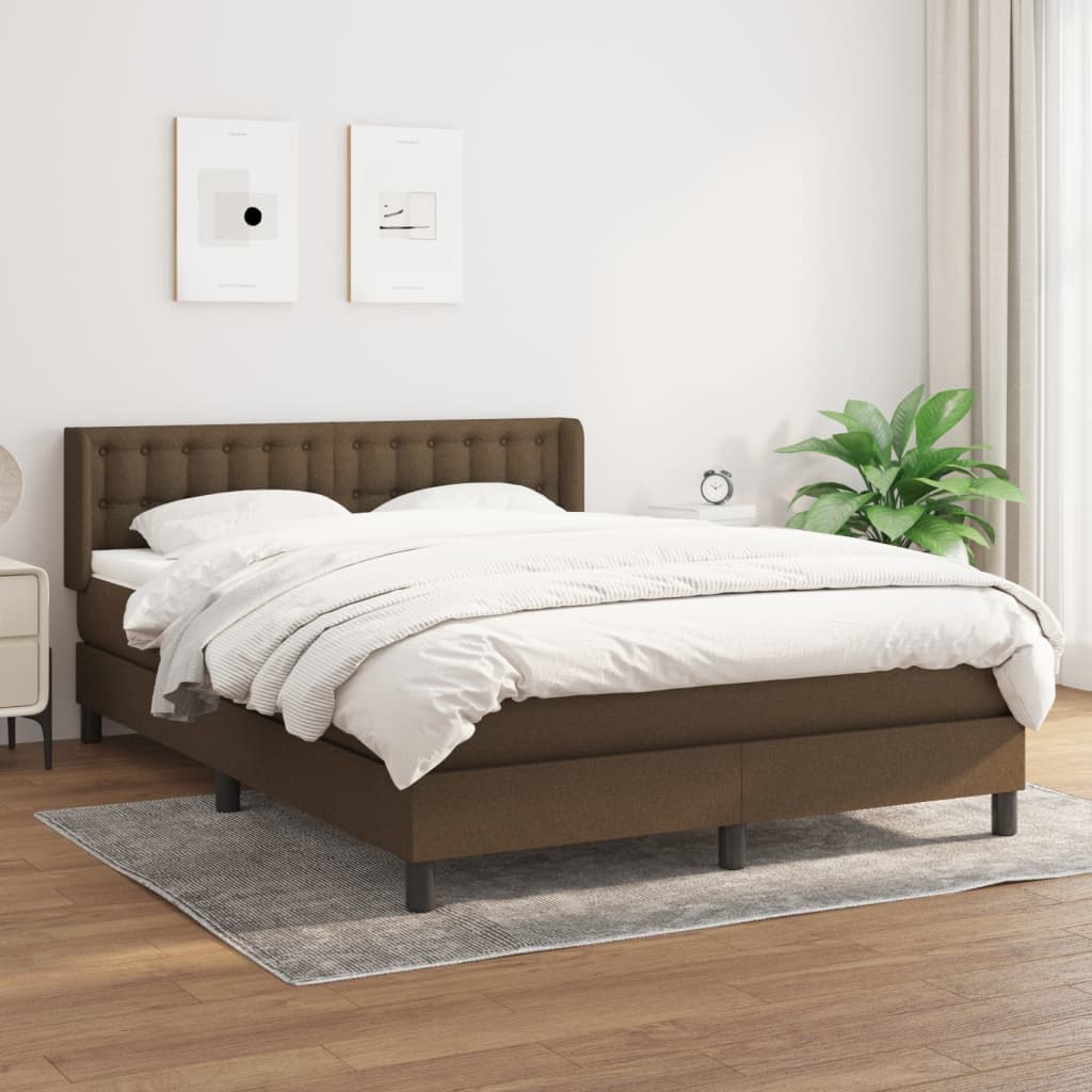 Boxspring met matras stof donkerbruin 140x200 cm is nu te koop bij PeponiXL, paradijselijk wonen!
