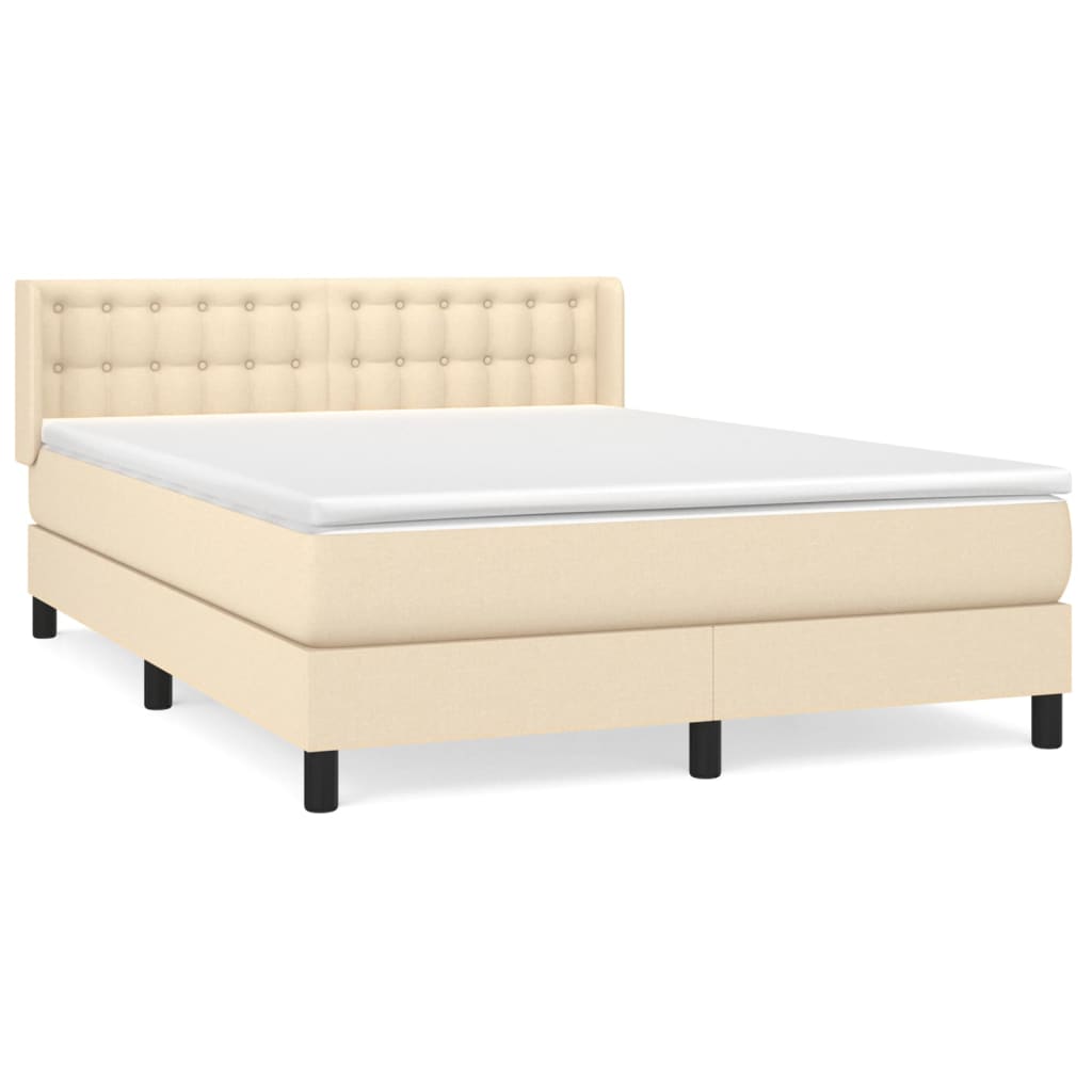 Boxspring met matras stof crèmekleurig 140x200 cm is nu te koop bij PeponiXL, paradijselijk wonen!