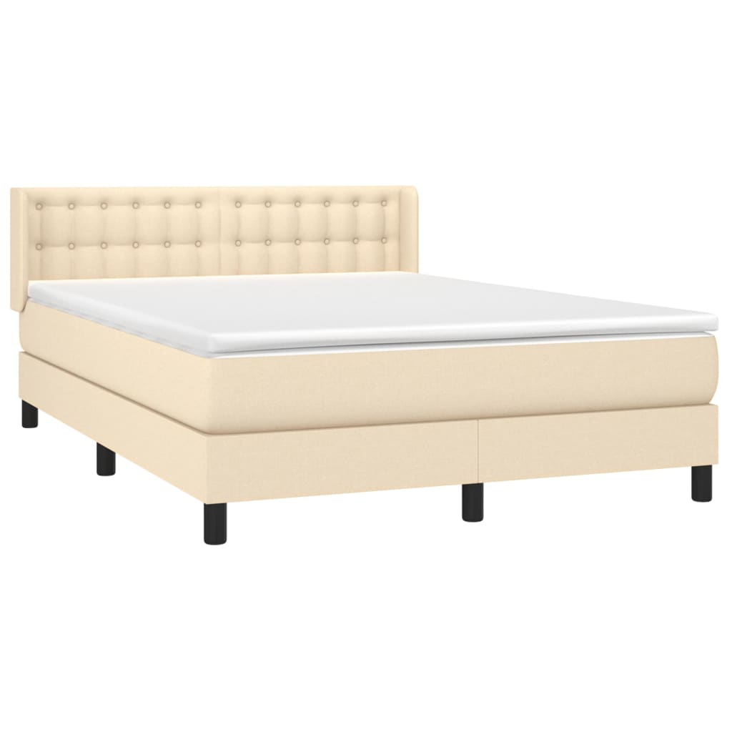 Boxspring met matras stof crèmekleurig 140x200 cm is nu te koop bij PeponiXL, paradijselijk wonen!