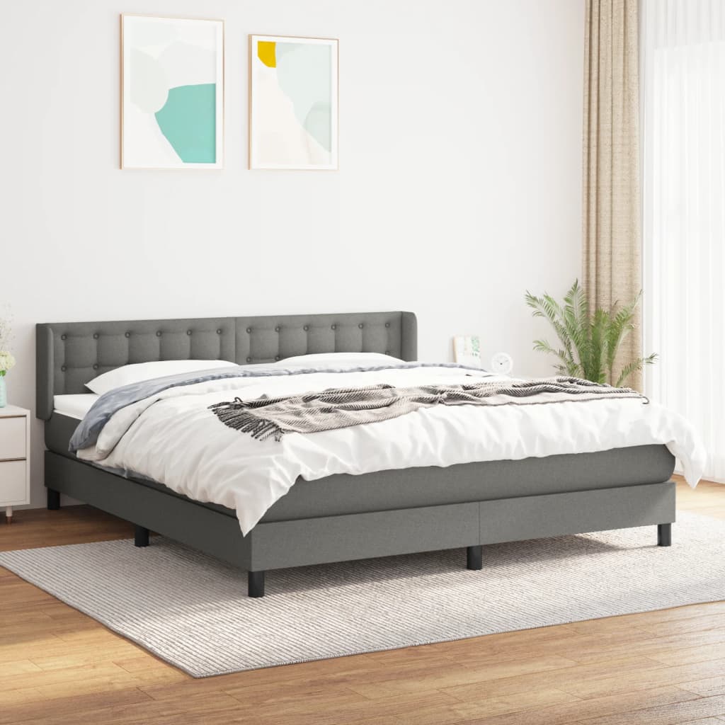 Boxspring met matras stof donkergrijs 180x200 cm is nu te koop bij PeponiXL, paradijselijk wonen!
