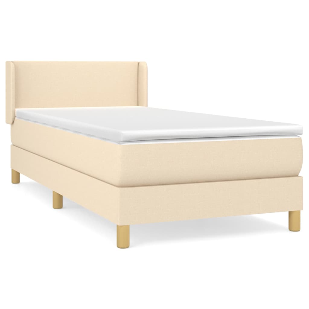 Boxspring met matras stof crèmekleurig 80x200 cm is nu te koop bij PeponiXL, paradijselijk wonen!