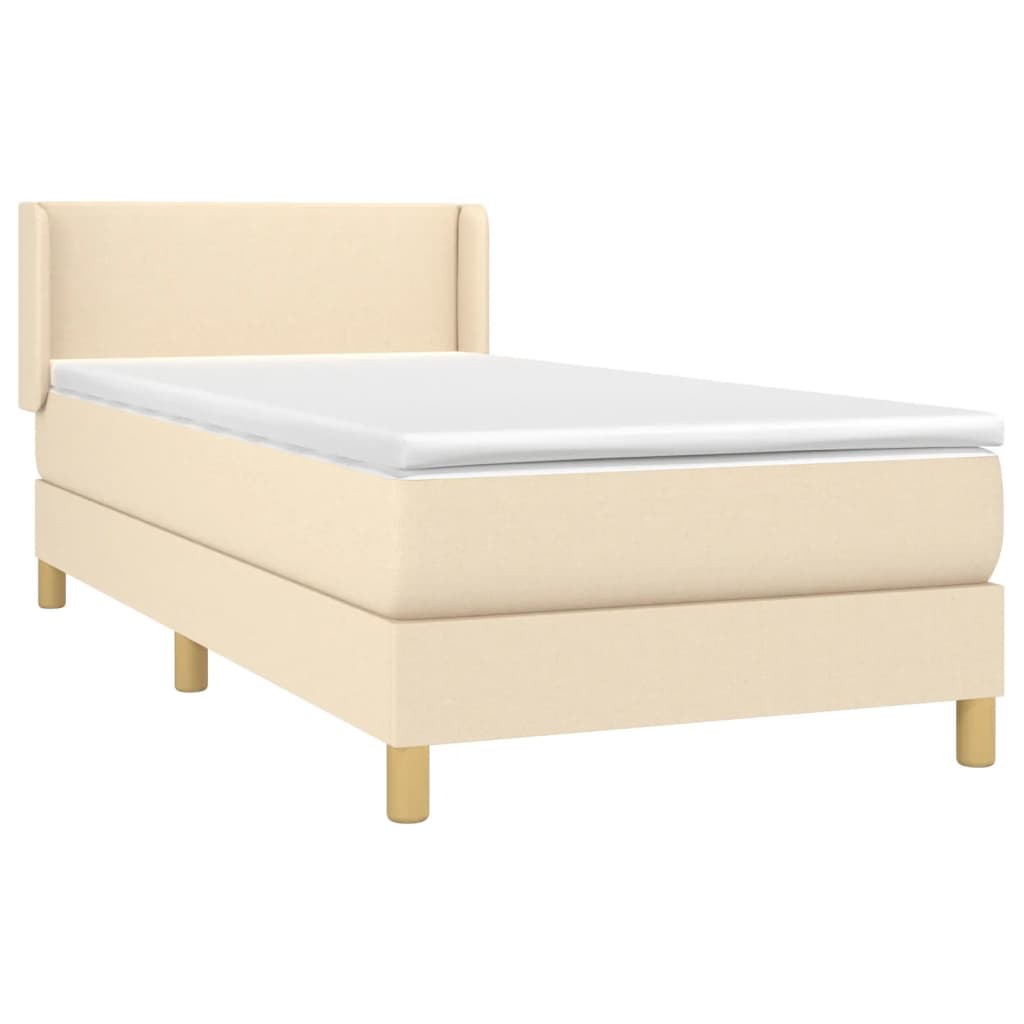 Boxspring met matras stof crèmekleurig 80x200 cm is nu te koop bij PeponiXL, paradijselijk wonen!