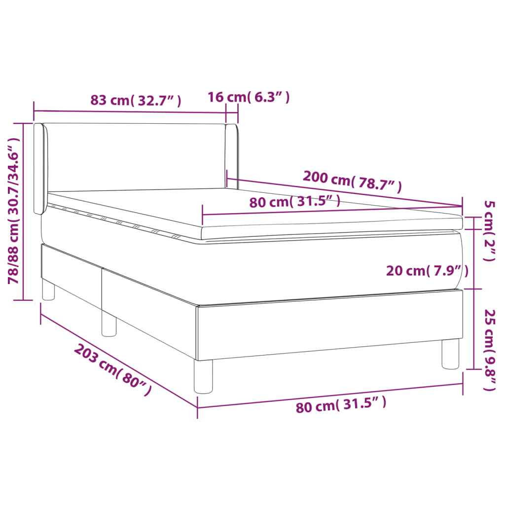 Boxspring met matras stof crèmekleurig 80x200 cm is nu te koop bij PeponiXL, paradijselijk wonen!