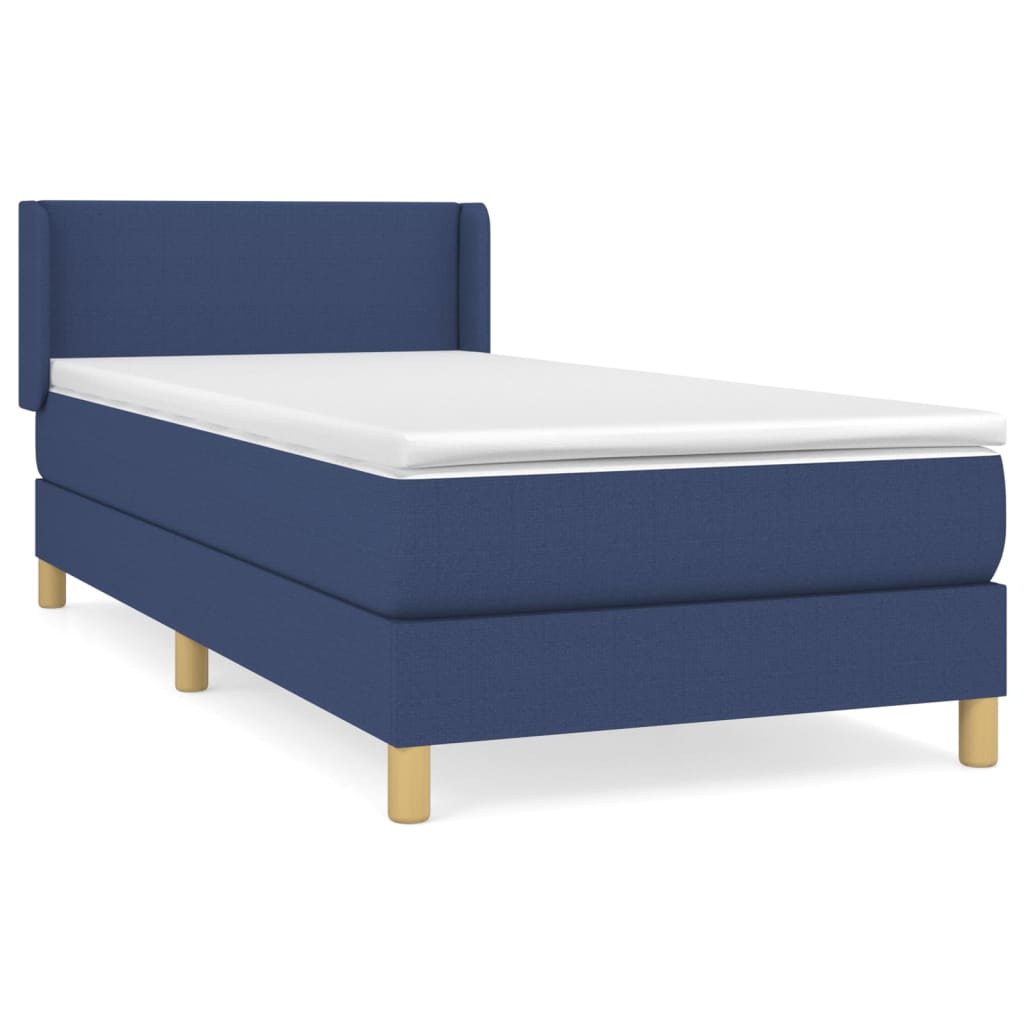 Boxspring met matras stof blauw 90x190 cm is nu te koop bij PeponiXL, paradijselijk wonen!