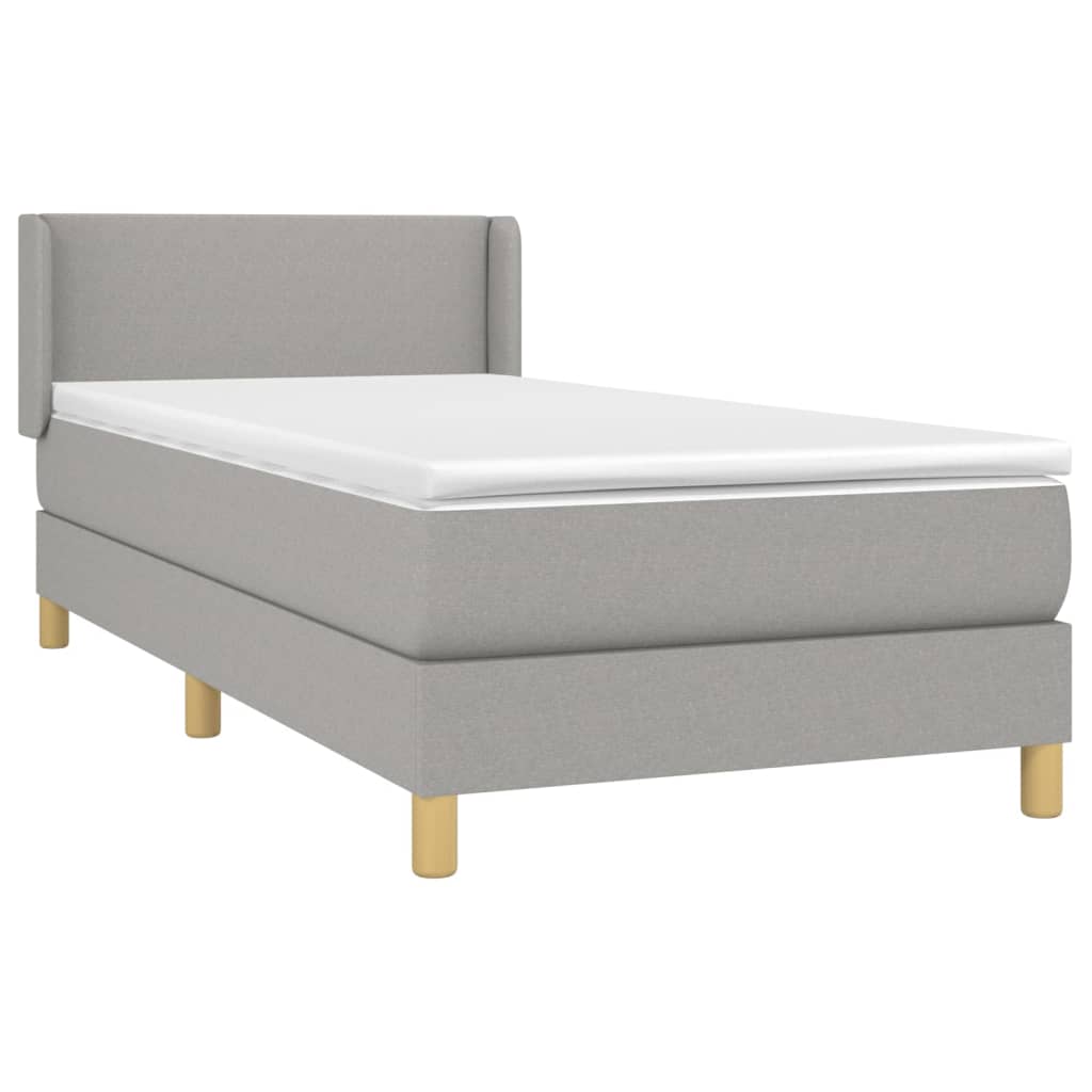Boxspring met matras stof lichtgrijs 90x200 cm is nu te koop bij PeponiXL, paradijselijk wonen!