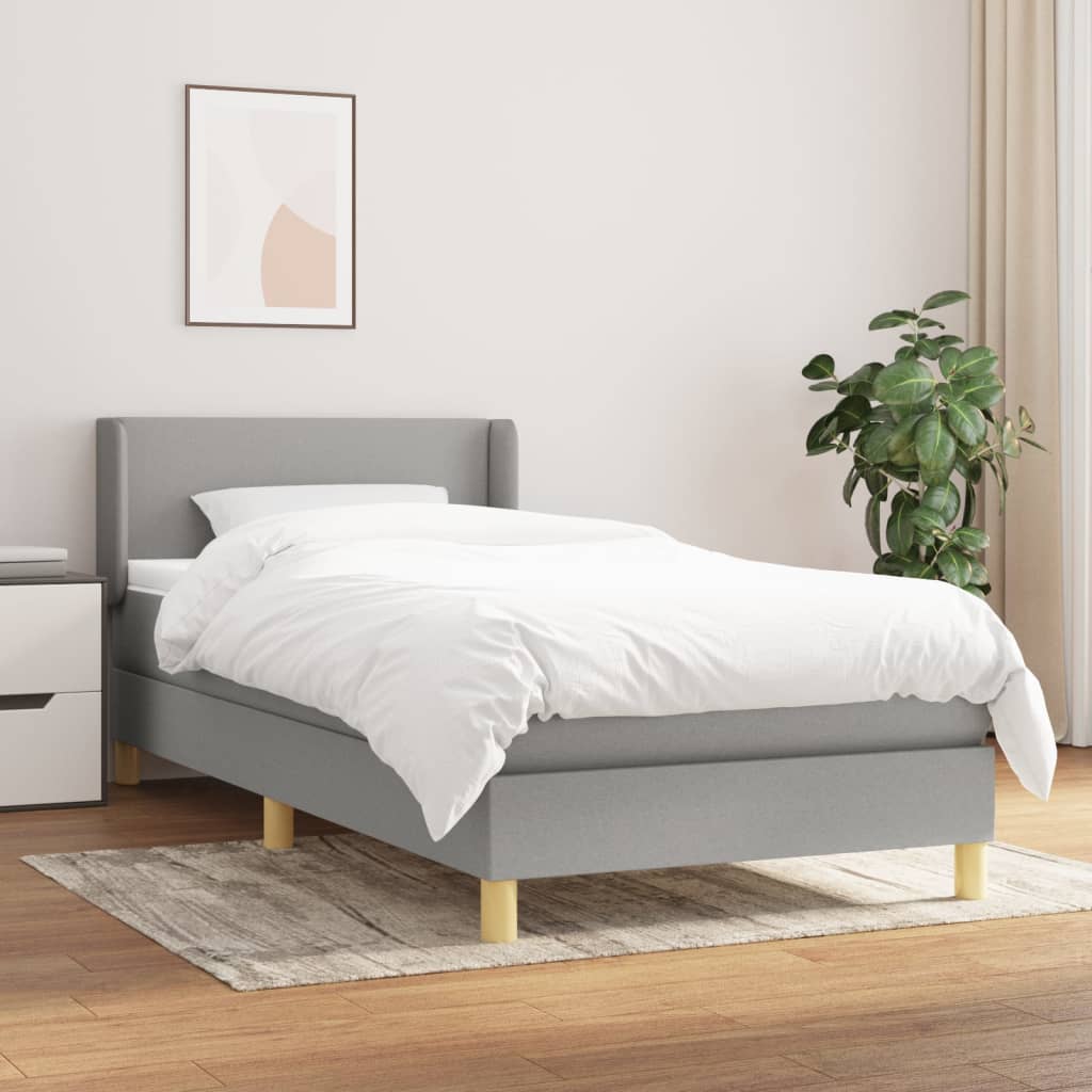 Boxspring met matras stof lichtgrijs 90x200 cm is nu te koop bij PeponiXL, paradijselijk wonen!