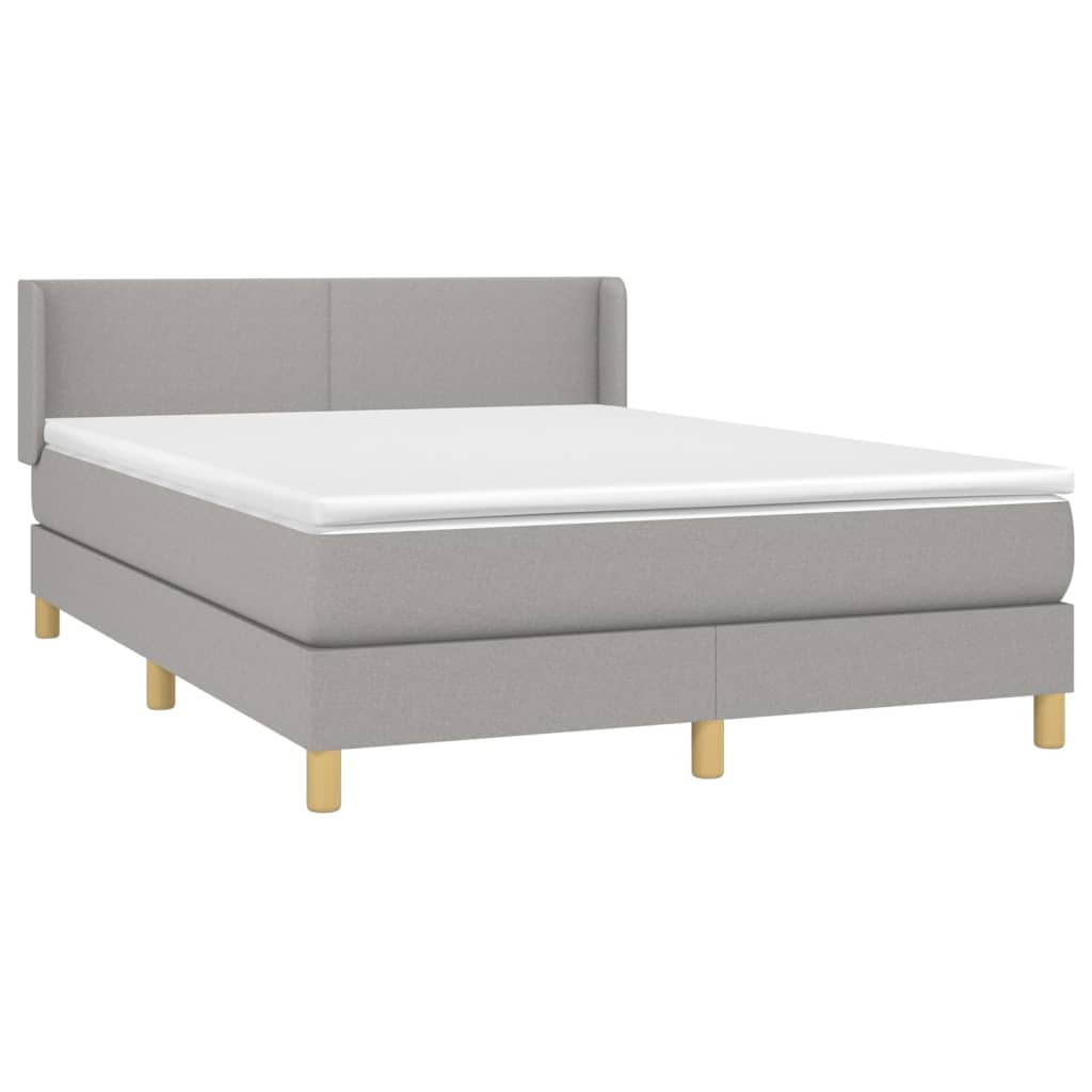 Boxspring met matras stof lichtgrijs 140x190 cm is nu te koop bij PeponiXL, paradijselijk wonen!
