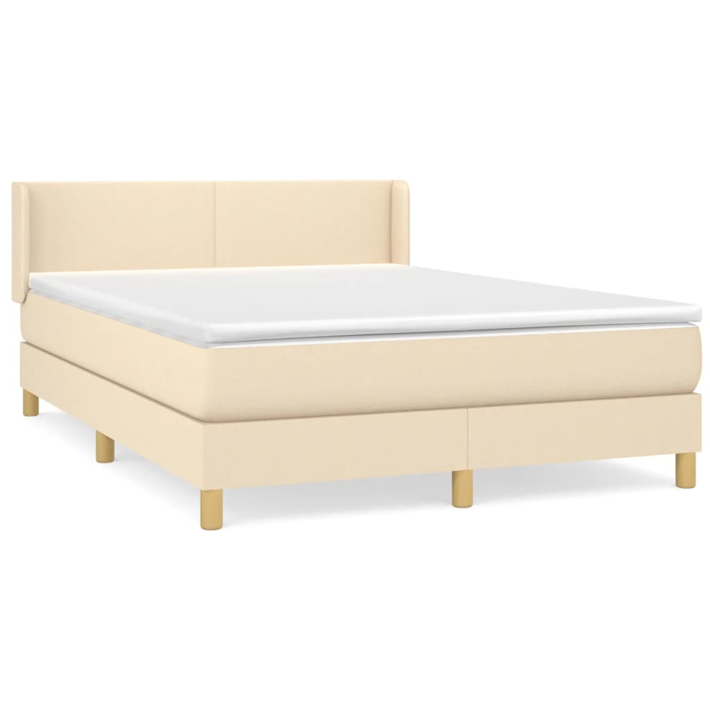 Boxspring met matras stof crèmekleurig 140x200 cm is nu te koop bij PeponiXL, paradijselijk wonen!