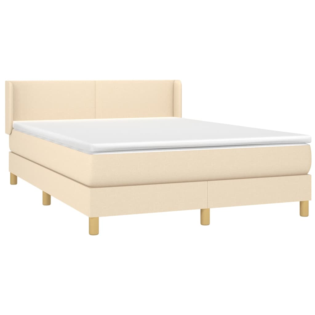 Boxspring met matras stof crèmekleurig 140x200 cm is nu te koop bij PeponiXL, paradijselijk wonen!