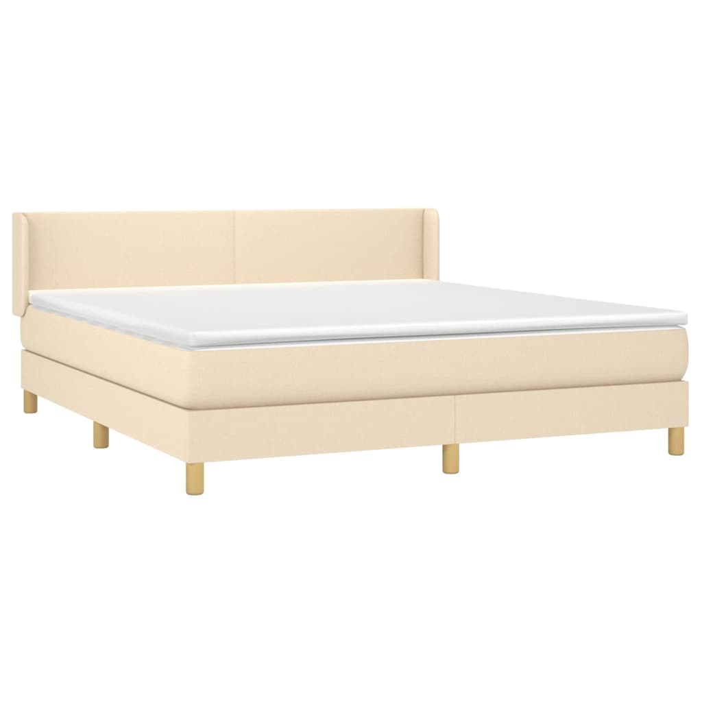 Boxspring met matras stof crèmekleurig 180x200 cm is nu te koop bij PeponiXL, paradijselijk wonen!