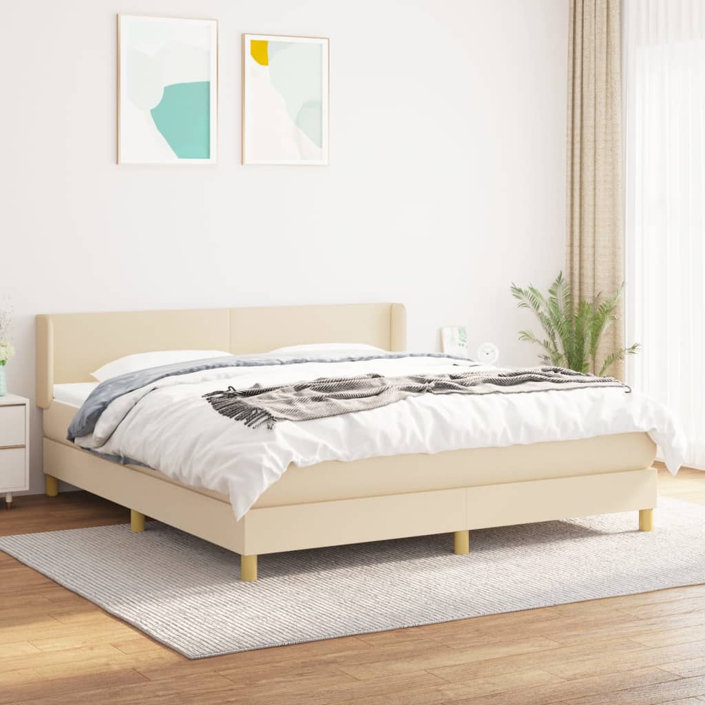 Boxspring met matras stof crèmekleurig 180x200 cm is nu te koop bij PeponiXL, paradijselijk wonen!