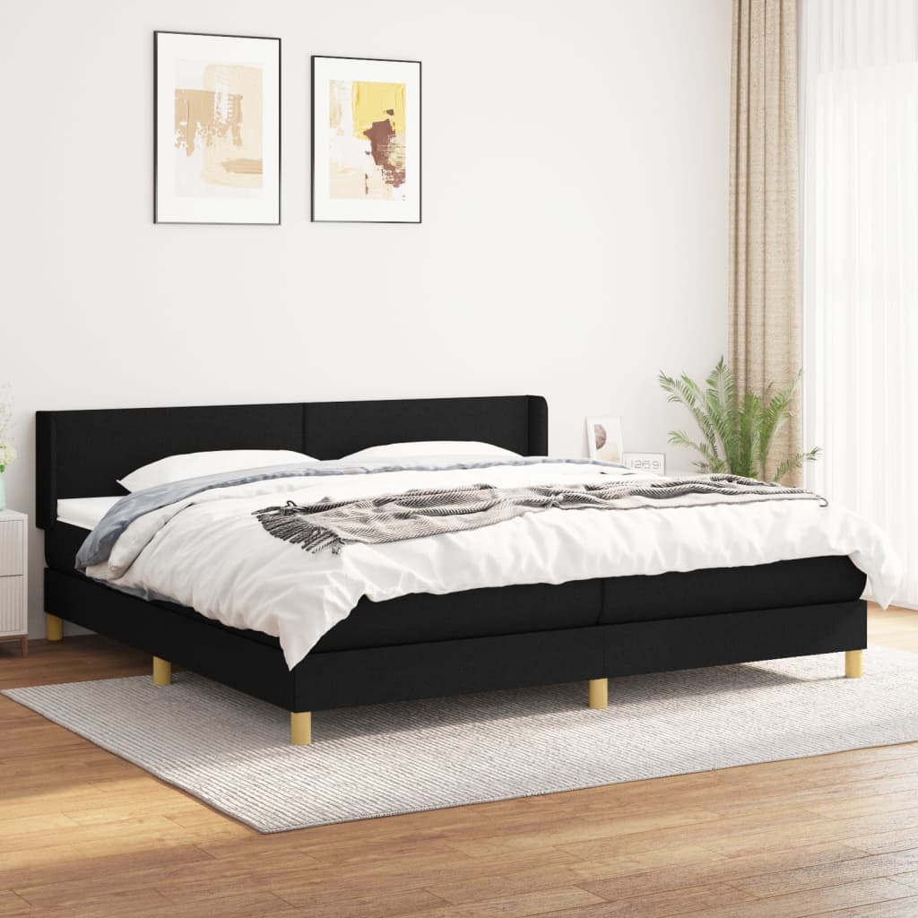Boxspring met matras stof zwart 200x200 cm is nu te koop bij PeponiXL, paradijselijk wonen!