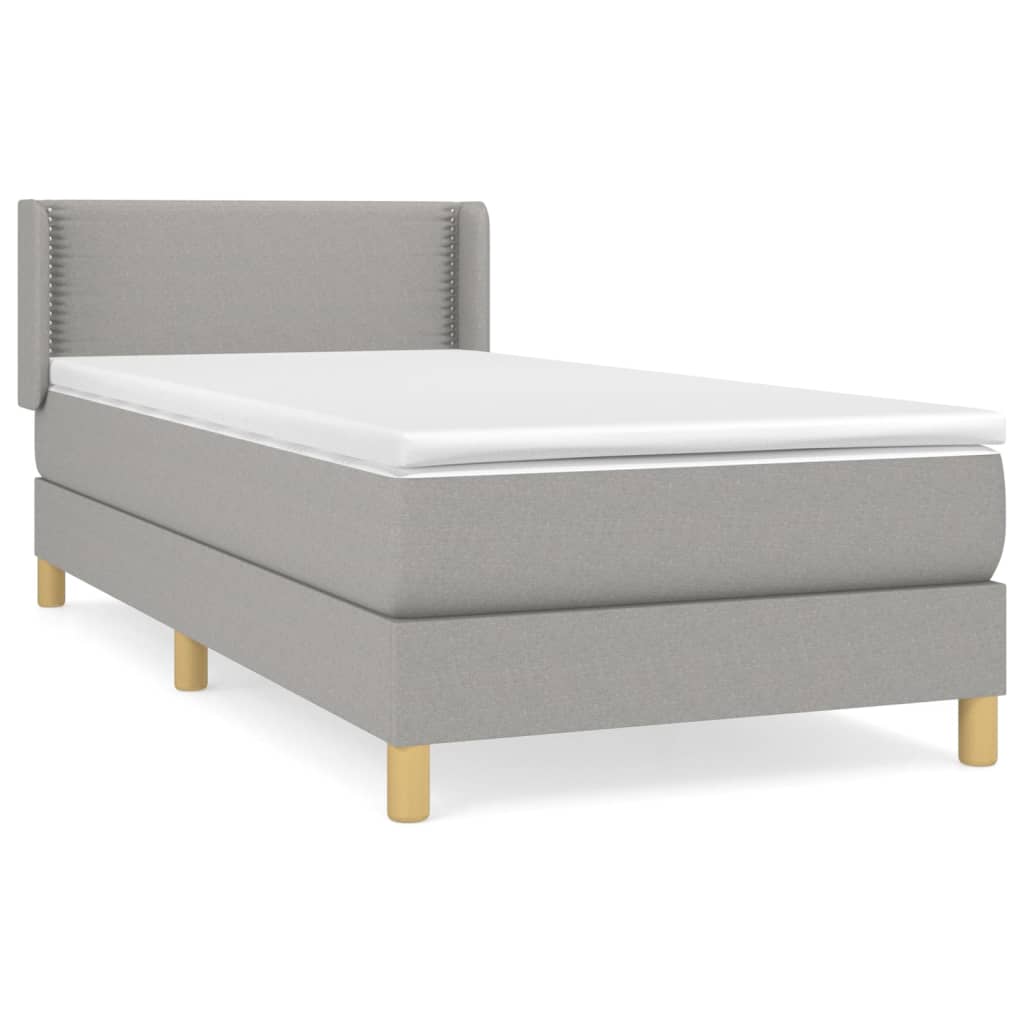 Boxspring met matras stof lichtgrijs 90x200 cm is nu te koop bij PeponiXL, paradijselijk wonen!