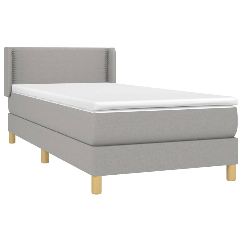 Boxspring met matras stof lichtgrijs 90x200 cm is nu te koop bij PeponiXL, paradijselijk wonen!