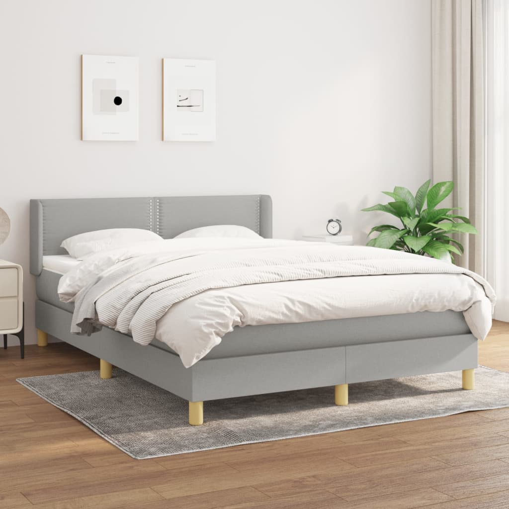 Boxspring met matras stof lichtgrijs 140x200 cm is nu te koop bij PeponiXL, paradijselijk wonen!