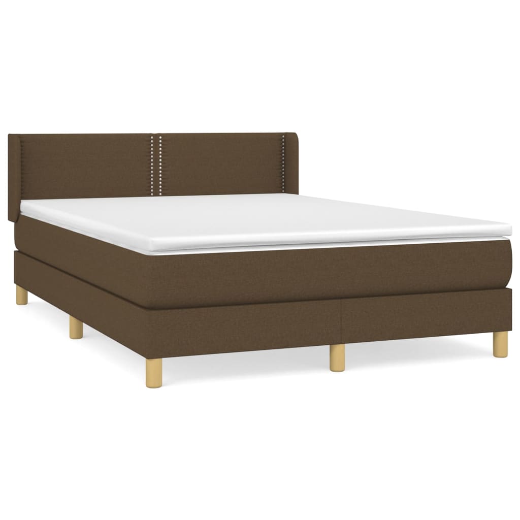 Boxspring met matras stof donkerbruin 140x200 cm is nu te koop bij PeponiXL, paradijselijk wonen!