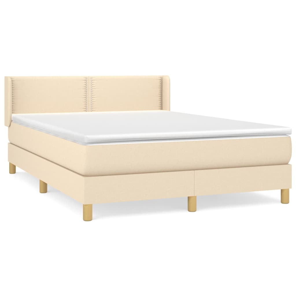 Boxspring met matras stof crèmekleurig 140x200 cm is nu te koop bij PeponiXL, paradijselijk wonen!