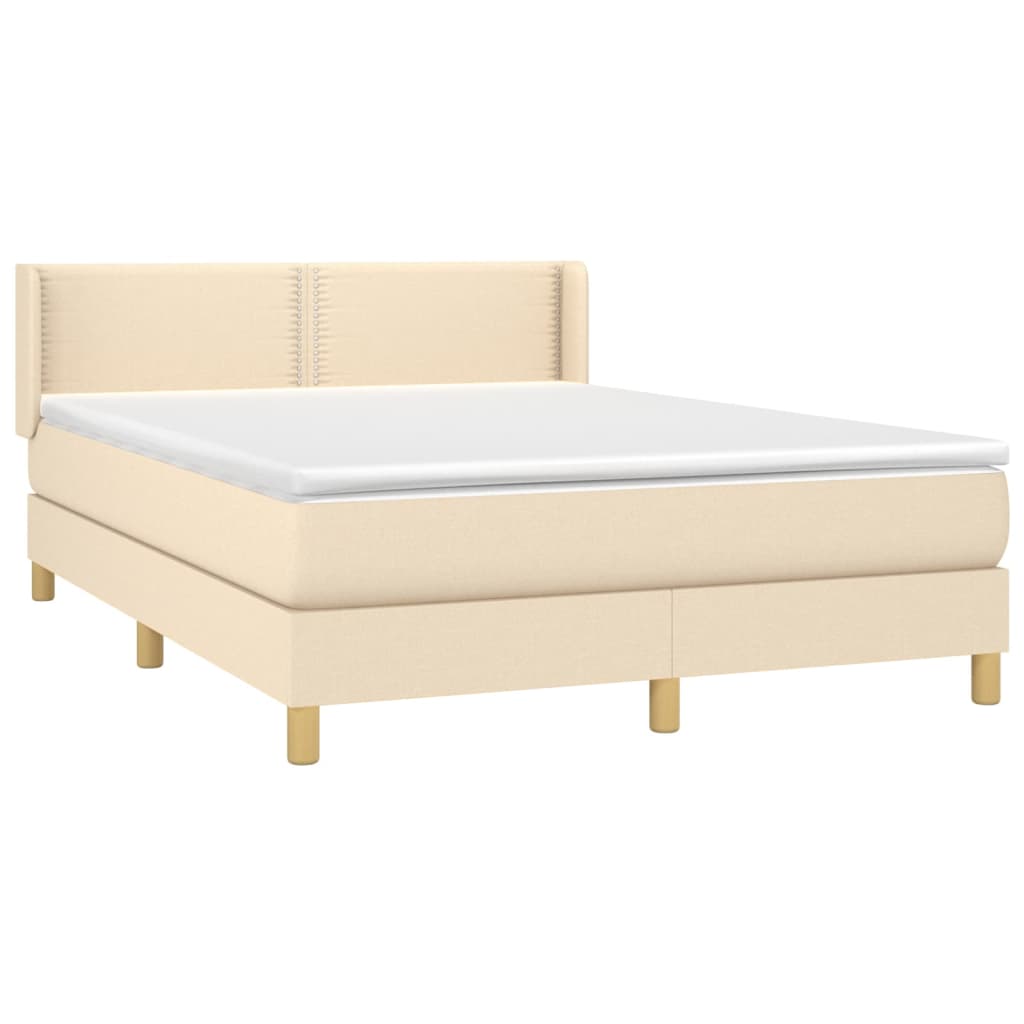 Boxspring met matras stof crèmekleurig 140x200 cm is nu te koop bij PeponiXL, paradijselijk wonen!