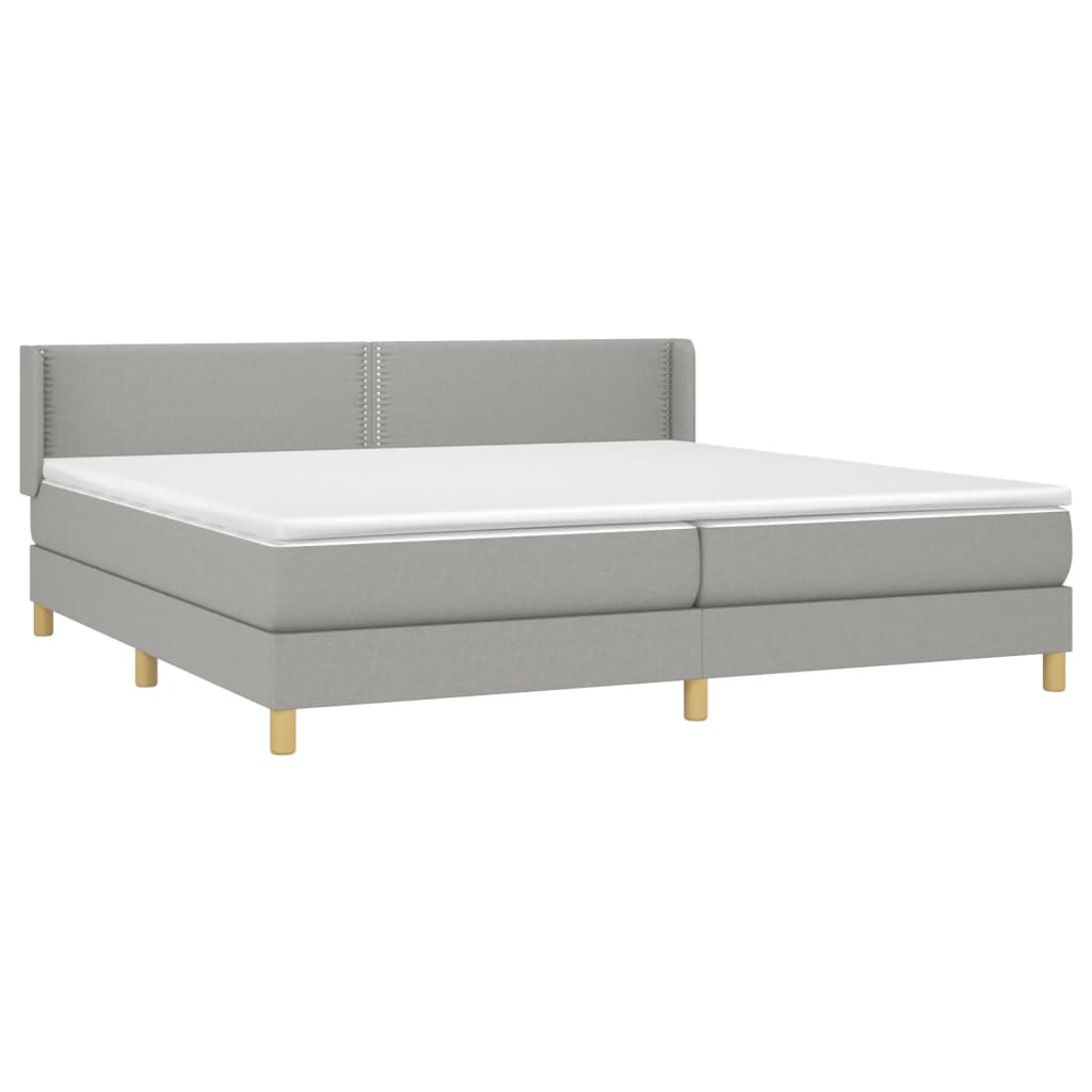 Boxspring met matras stof lichtgrijs 200x200 cm is nu te koop bij PeponiXL, paradijselijk wonen!