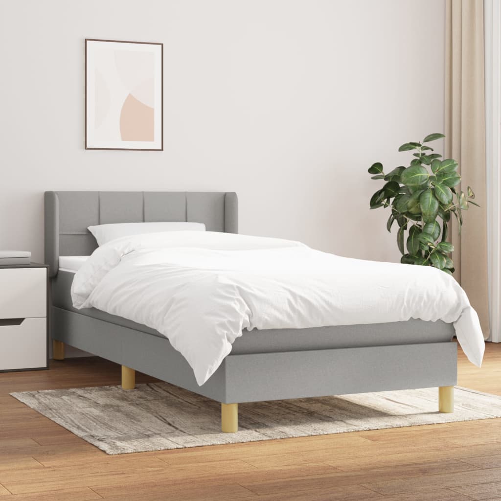 Boxspring met matras stof lichtgrijs 80x200 cm is nu te koop bij PeponiXL, paradijselijk wonen!