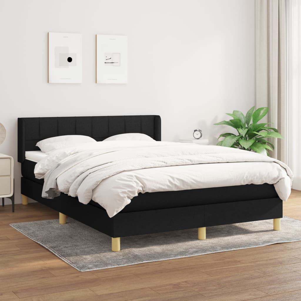 Boxspring met matras stof zwart 140x200 cm is nu te koop bij PeponiXL, paradijselijk wonen!