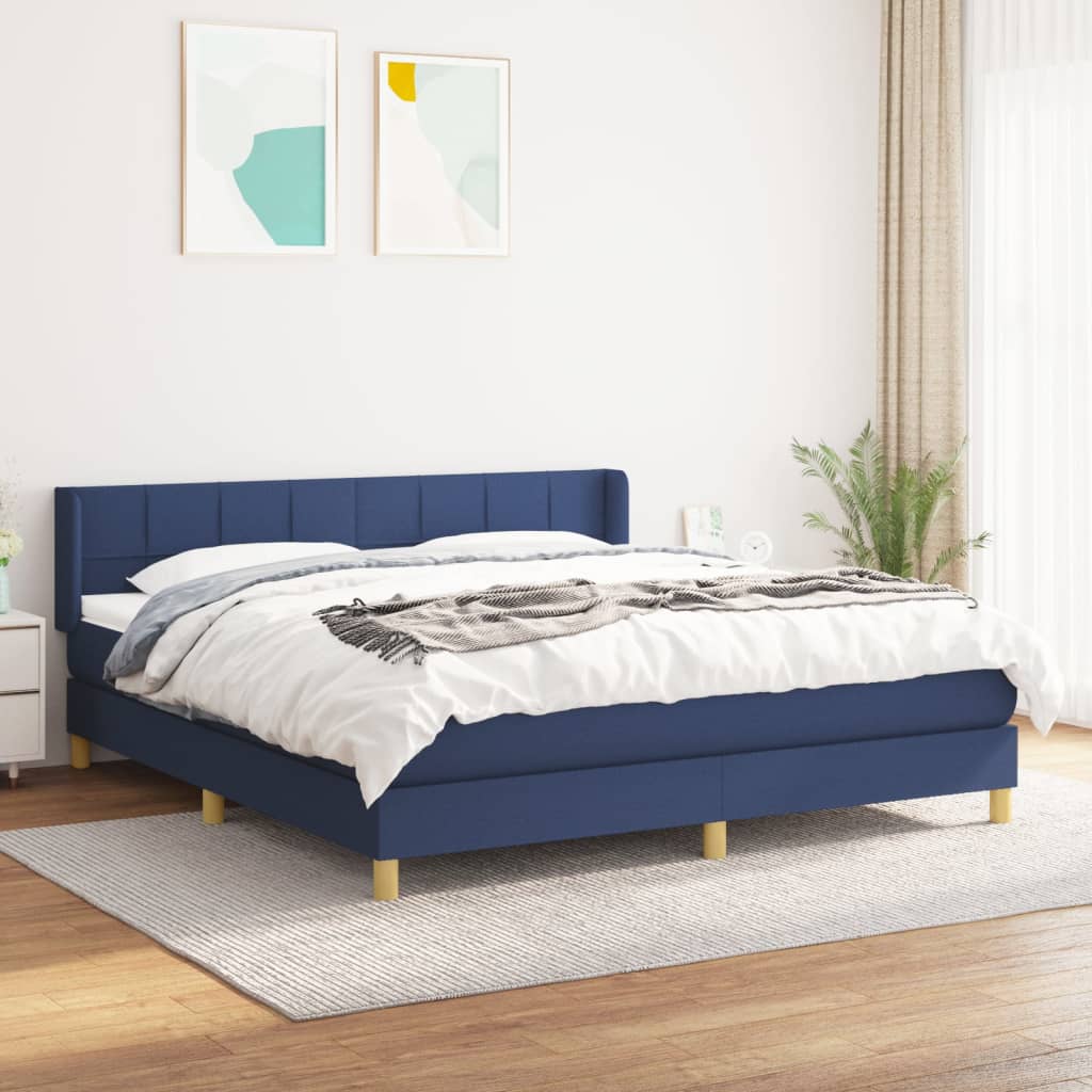 Boxspring met matras stof blauw 160x200 cm is nu te koop bij PeponiXL, paradijselijk wonen!