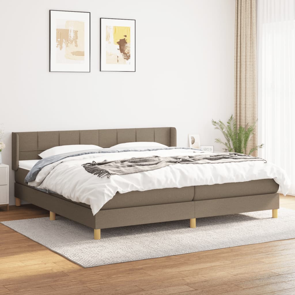 Boxspring met matras stof taupe 200x200 cm is nu te koop bij PeponiXL, paradijselijk wonen!