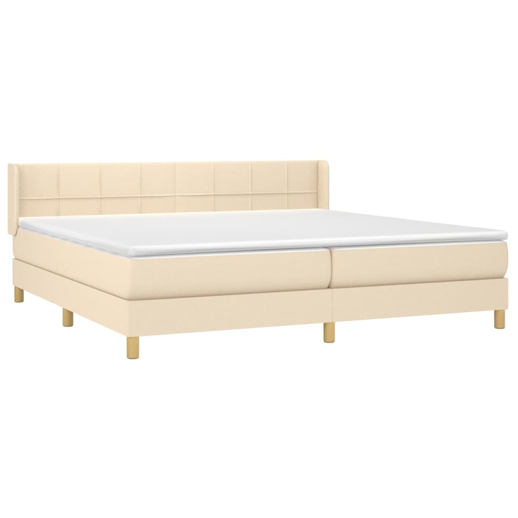 Boxspring met matras stof crèmekleurig 200x200 cm is nu te koop bij PeponiXL, paradijselijk wonen!