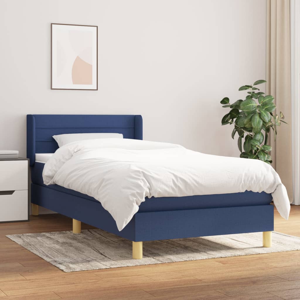 Boxspring met matras stof blauw 90x190 cm is nu te koop bij PeponiXL, paradijselijk wonen!