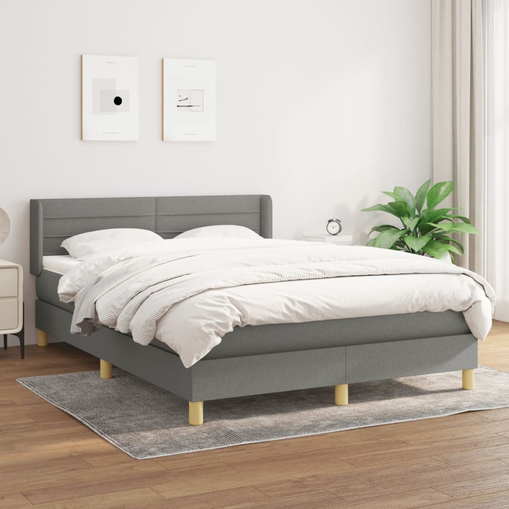 Boxspring met matras stof donkergrijs 140x190 cm is nu te koop bij PeponiXL, paradijselijk wonen!