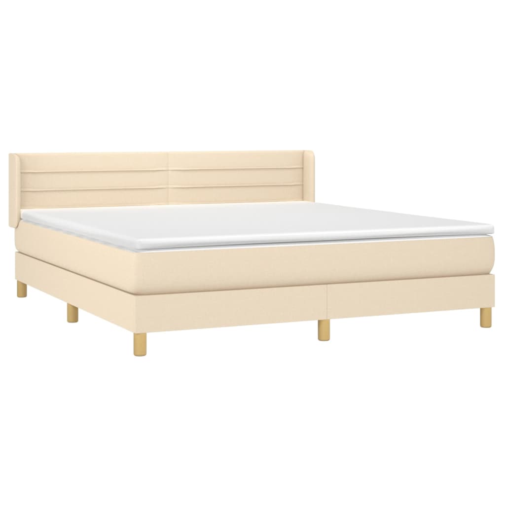 Boxspring met matras stof crèmekleurig 180x200 cm is nu te koop bij PeponiXL, paradijselijk wonen!