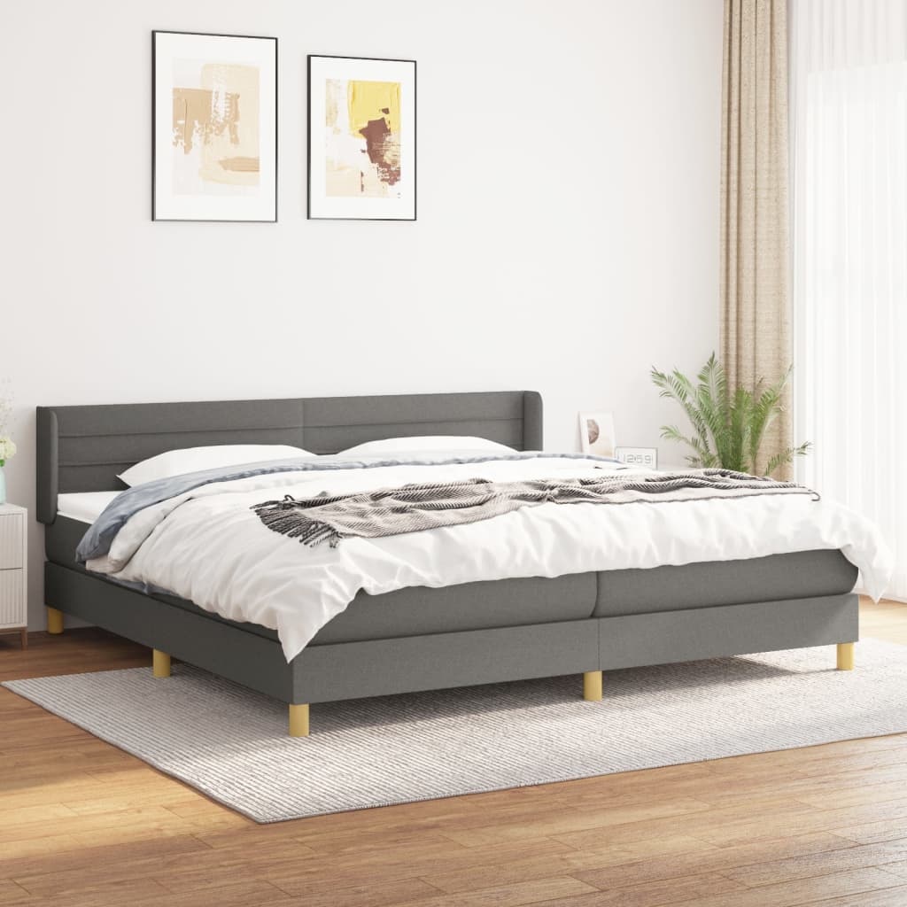 Boxspring met matras stof donkergrijs 200x200 cm is nu te koop bij PeponiXL, paradijselijk wonen!