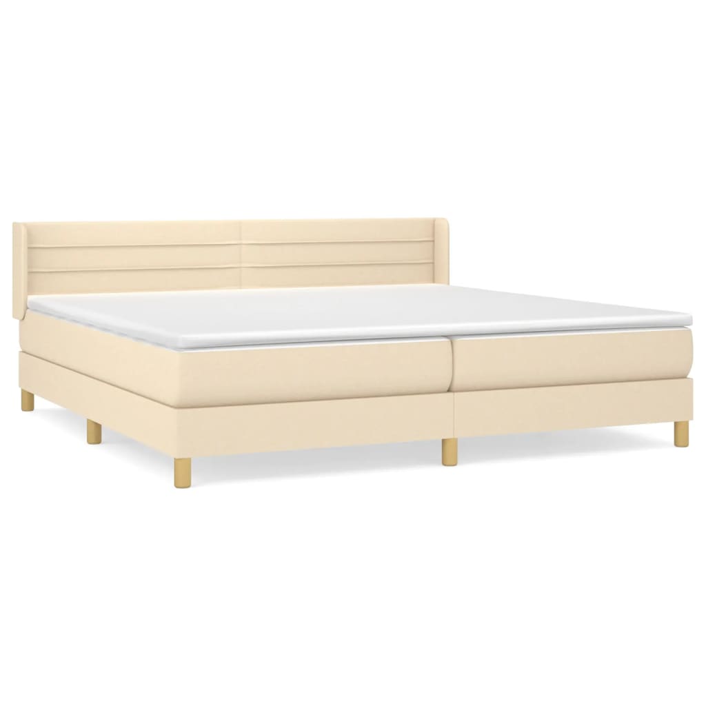 Boxspring met matras stof crèmekleurig 200x200 cm is nu te koop bij PeponiXL, paradijselijk wonen!
