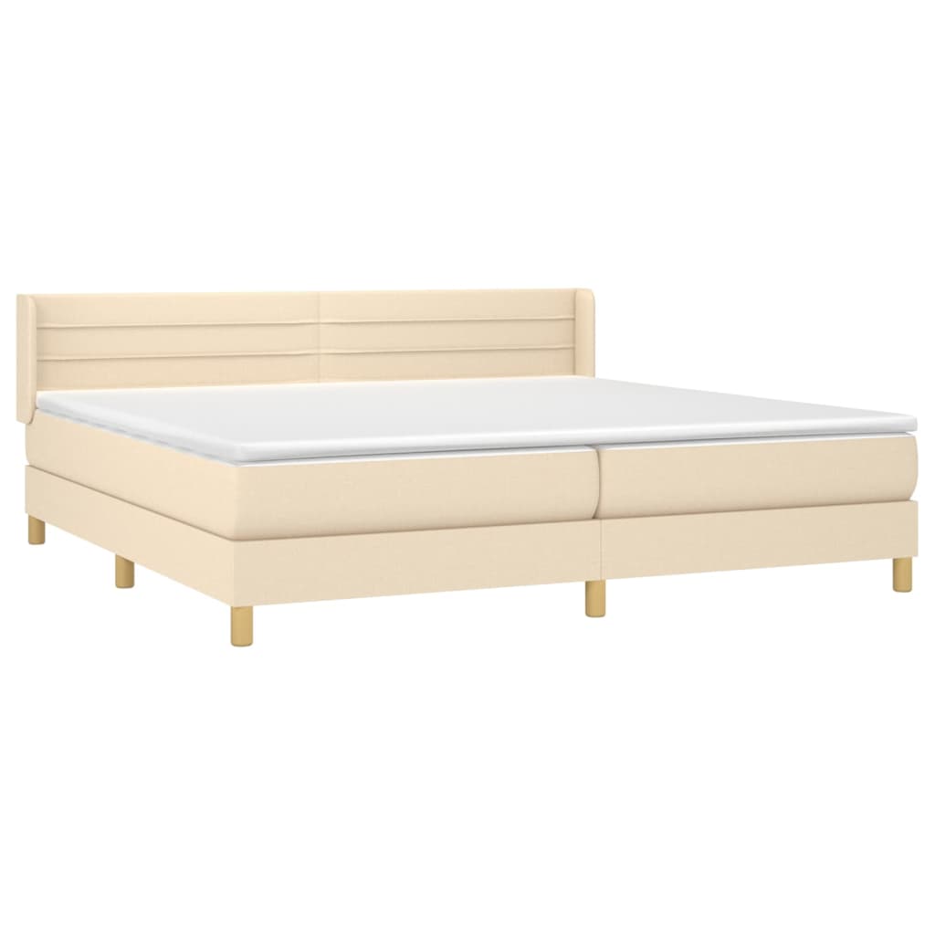 Boxspring met matras stof crèmekleurig 200x200 cm is nu te koop bij PeponiXL, paradijselijk wonen!