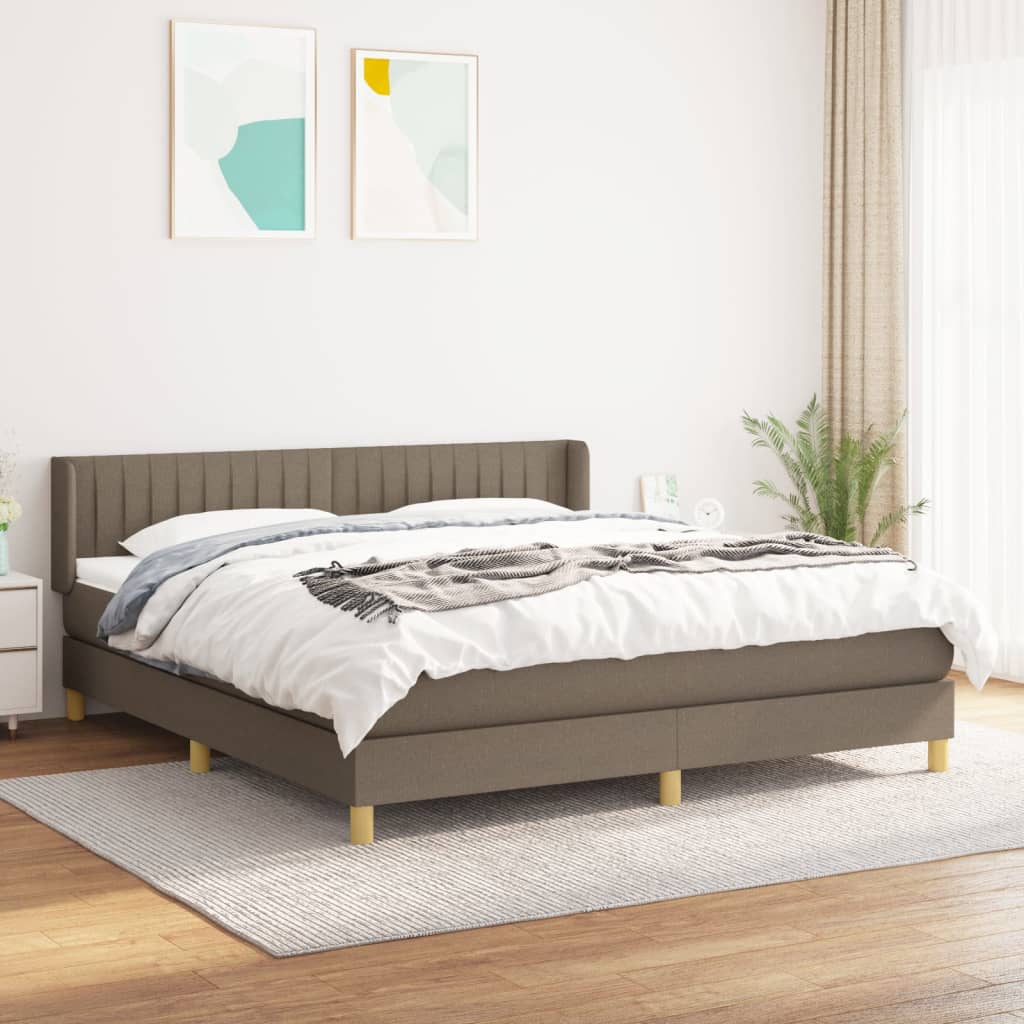 Boxspring met matras stof taupe 200x200 cm is nu te koop bij PeponiXL, paradijselijk wonen!