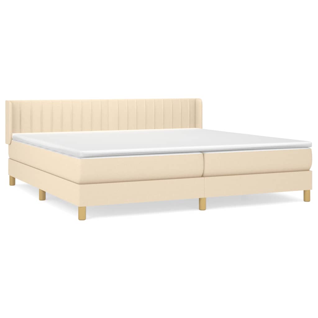 Boxspring met matras stof crèmekleurig 200x200 cm is nu te koop bij PeponiXL, paradijselijk wonen!