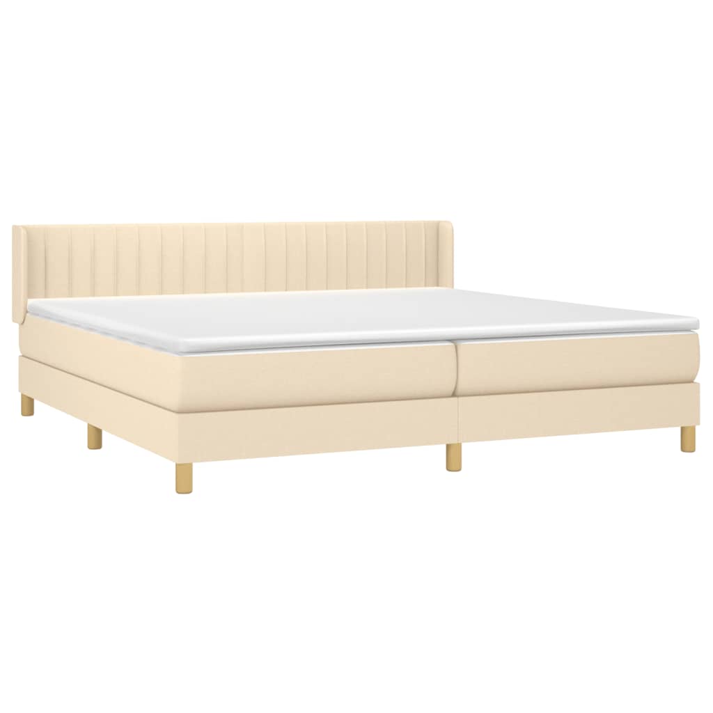 Boxspring met matras stof crèmekleurig 200x200 cm is nu te koop bij PeponiXL, paradijselijk wonen!