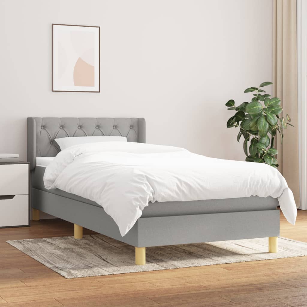 Boxspring met matras stof lichtgrijs 80x200 cm is nu te koop bij PeponiXL, paradijselijk wonen!
