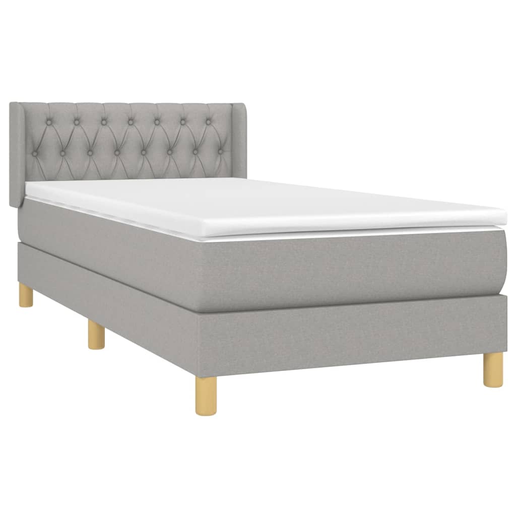 Boxspring met matras stof lichtgrijs 90x200 cm is nu te koop bij PeponiXL, paradijselijk wonen!
