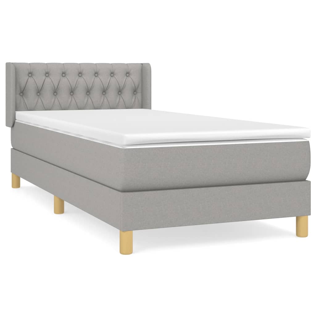Boxspring met matras stof lichtgrijs 100x200 cm is nu te koop bij PeponiXL, paradijselijk wonen!