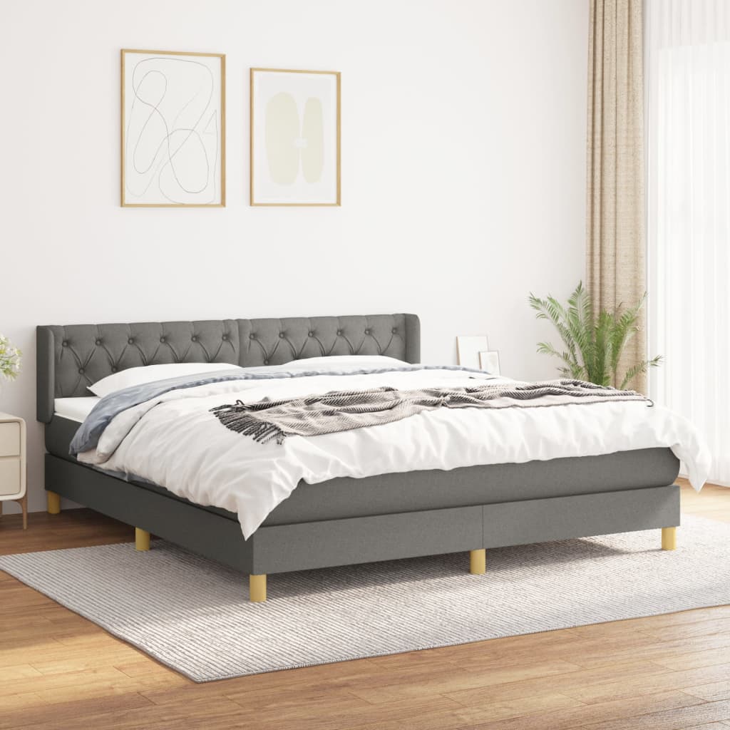 Boxspring met matras stof donkergrijs 160x200 cm is nu te koop bij PeponiXL, paradijselijk wonen!