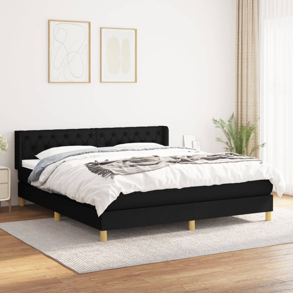 Boxspring met matras stof zwart 160x200 cm is nu te koop bij PeponiXL, paradijselijk wonen!