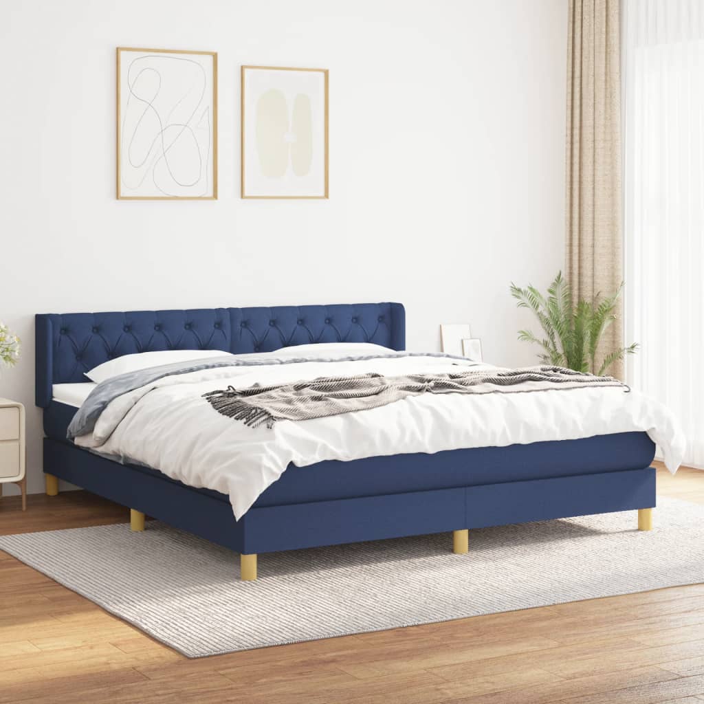 Boxspring met matras stof blauw 160x200 cm is nu te koop bij PeponiXL, paradijselijk wonen!