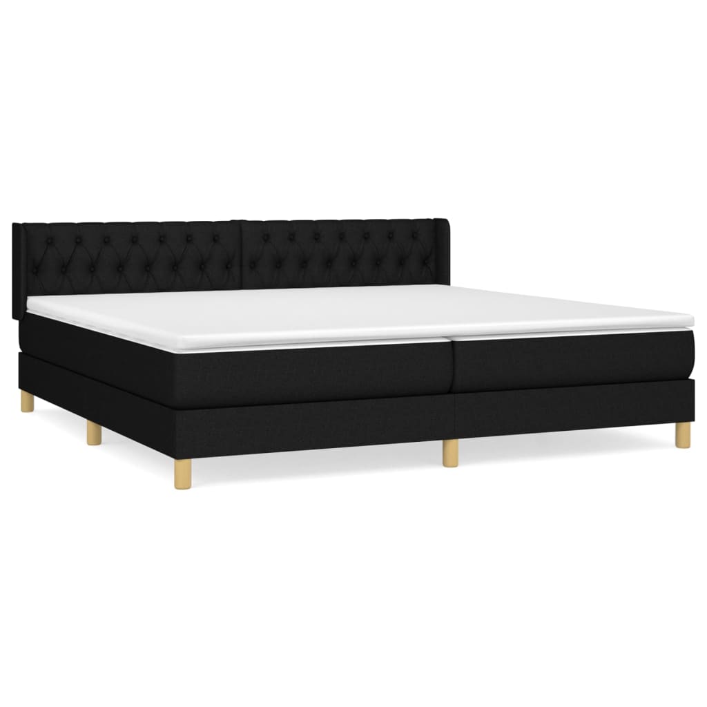 Boxspring met matras stof zwart 200x200 cm is nu te koop bij PeponiXL, paradijselijk wonen!