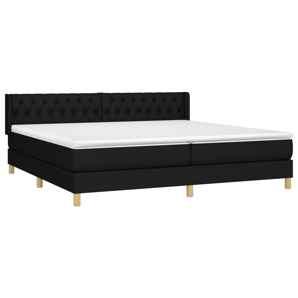 Boxspring met matras stof zwart 200x200 cm is nu te koop bij PeponiXL, paradijselijk wonen!